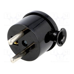 10 pcs : W-10137 - Connector: AC supply, male, plug, 2P+PE, 230VAC, 16A, black, PIN: 3