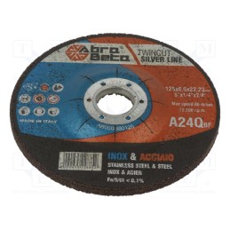 10 pcs : 380125 - Grinding wheel, Ø: 125mm, Øhole: 22.23mm, Thk: 6.5mm