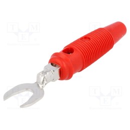 10 pcs : KB 2 RT - Plug, fork terminals, 60VDC, 30A, red, Overall len: 58.5mm, 2.5mm2