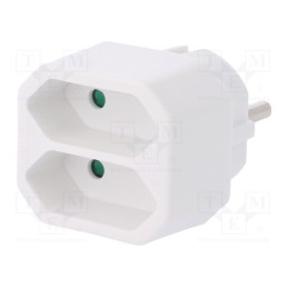 10 pcs : W-97742 - Connector: AC supply, splitter, 2P, Type: round,flat, white