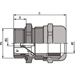 1 pcs - Lapp SKINTOP Series Metallic Nickel Plated Brass Cable Gland, PG13.5 Thread, 5mm Min, 12mm Max, IP68