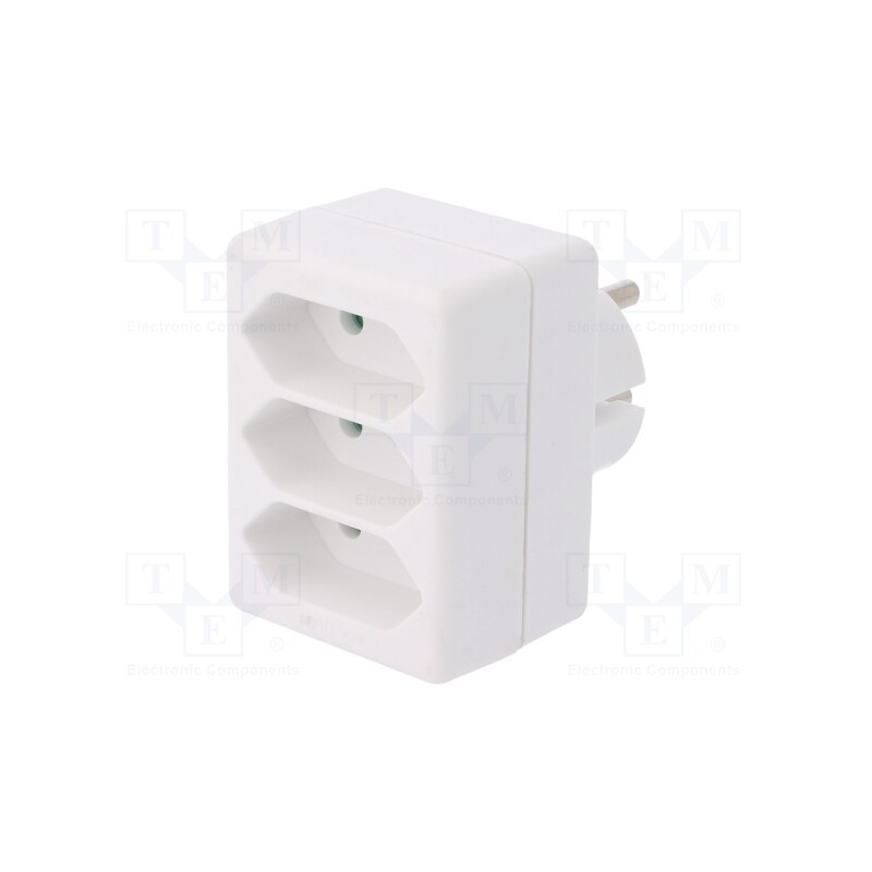 10 pcs : W-97743 - Connector: AC supply, splitter, 2P, Type: round,flat, white
