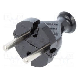 10 pcs : W-98132 - Connector: AC supply, male, plug, 2P, 230VAC, 10A, black, for cable