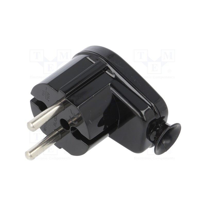 10 pcs : W-98134 - Connector: AC supply, male, plug, 2P, 230VAC, 16A, black, for cable