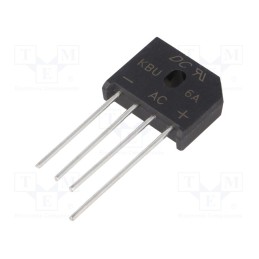 10 pcs : KBU6A - Bridge rectifier: single-phase, Urmax: 50V, If: 6A, Ifsm: 150A, flat