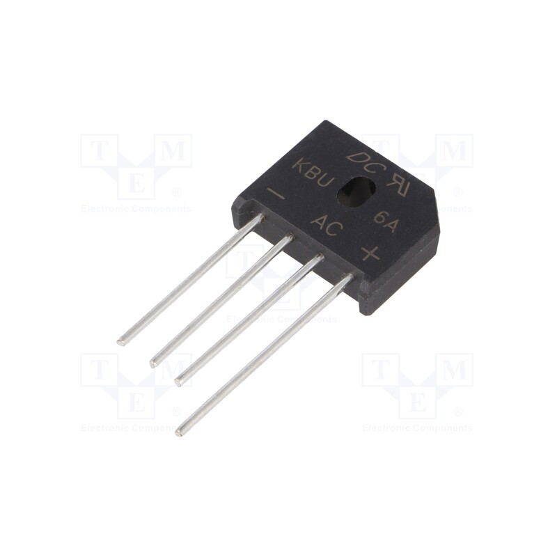 10 pcs : KBU6A - Bridge rectifier: single-phase, Urmax: 50V, If: 6A, Ifsm: 150A, flat