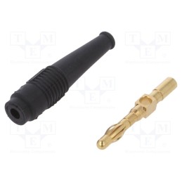 10 pcs : 64.1020-21 - Plug, 4mm banana, 32A, black, non-insulated, 2.5mm2, gold-plated