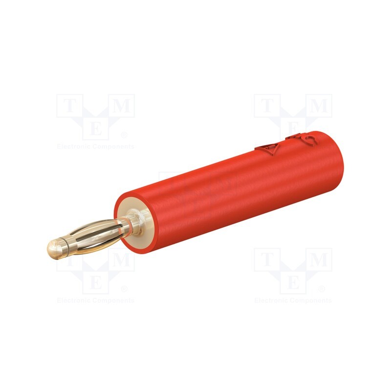 10 pcs : 24.0115-22 - Adapter, 2mm banana, 10A, 30VAC, 60VDC, red, gold-plated, 36mm