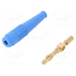 10 pcs : 64.1020-23 - Plug, 4mm banana, 32A, blue, non-insulated, 2.5mm2, gold-plated
