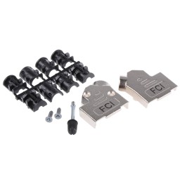 1 pcs - Amphenol ICC 8655MHR Series Die Cast Zinc Angled D Sub Backshell, 9 Way, Strain Relief