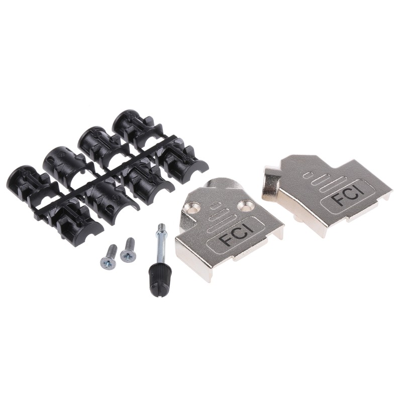 1 pcs - Amphenol ICC 8655MHR Series Die Cast Zinc Angled D Sub Backshell, 9 Way, Strain Relief