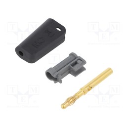 10 pcs : 64.1039-21 - Plug, 4mm banana, 19A, black, gold-plated, on cable