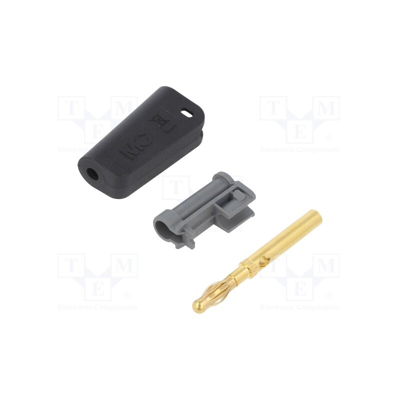 10 pcs : 64.1039-21 - Plug, 4mm banana, 19A, black, gold-plated, on cable