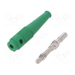 10 pcs : 64.9199-25 - Plug, 4mm banana, 32A, green, 2.5mm2, nickel plated, soldered, 69mm