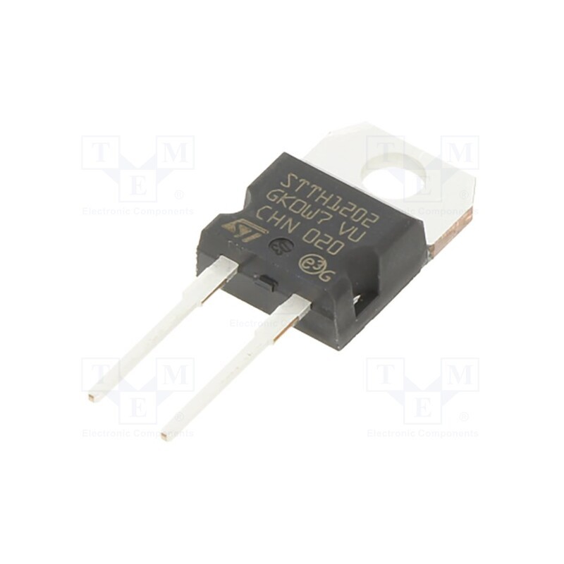 10 pcs : STTH1202D - Diode: rectifying, THT, 200V, 12A, , Ifsm: 100A, TO220AC, 18ns