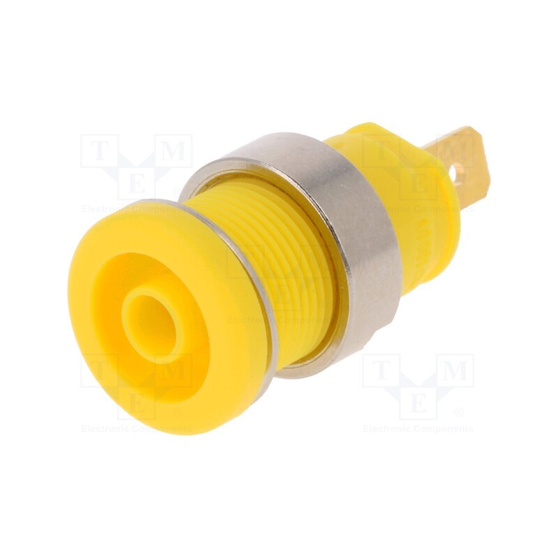 10 pcs : SEB 2610 F4,8 GE - Socket, 4mm banana, 25A, 1kVDC, yellow, gold-plated, screw, 32mm