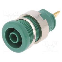 10 pcs : SEB 2610 F4,8 GN - Socket, 4mm banana, 25A, 1kVDC, green, gold-plated, screw, 32mm