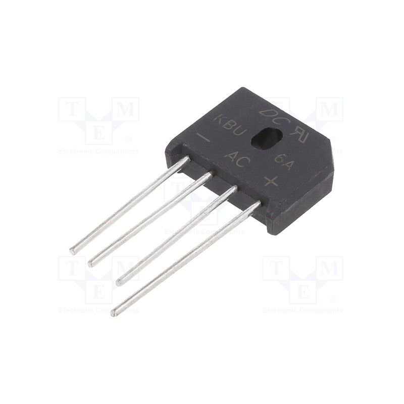 10 pcs : KBU6A - Bridge rectifier: single-phase, Urmax: 50V, If: 6A, Ifsm: 150A, flat