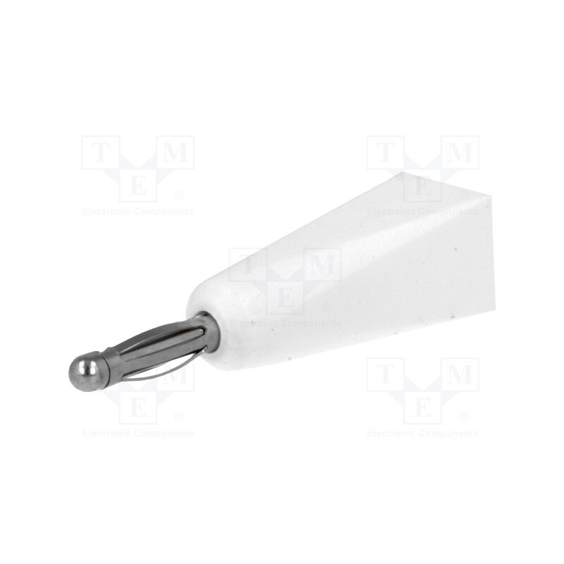 10 pcs : - Plug, 2mm banana, 5A, white, on cable, Connection: soldered