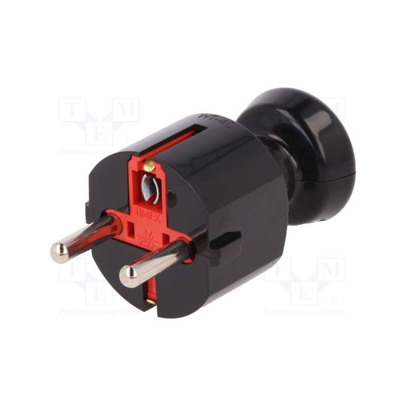 10 pcs : WT-40 CZ - Connector: AC supply, male, plug, 2P+PE, 250VAC, 16A, black, PIN: 3