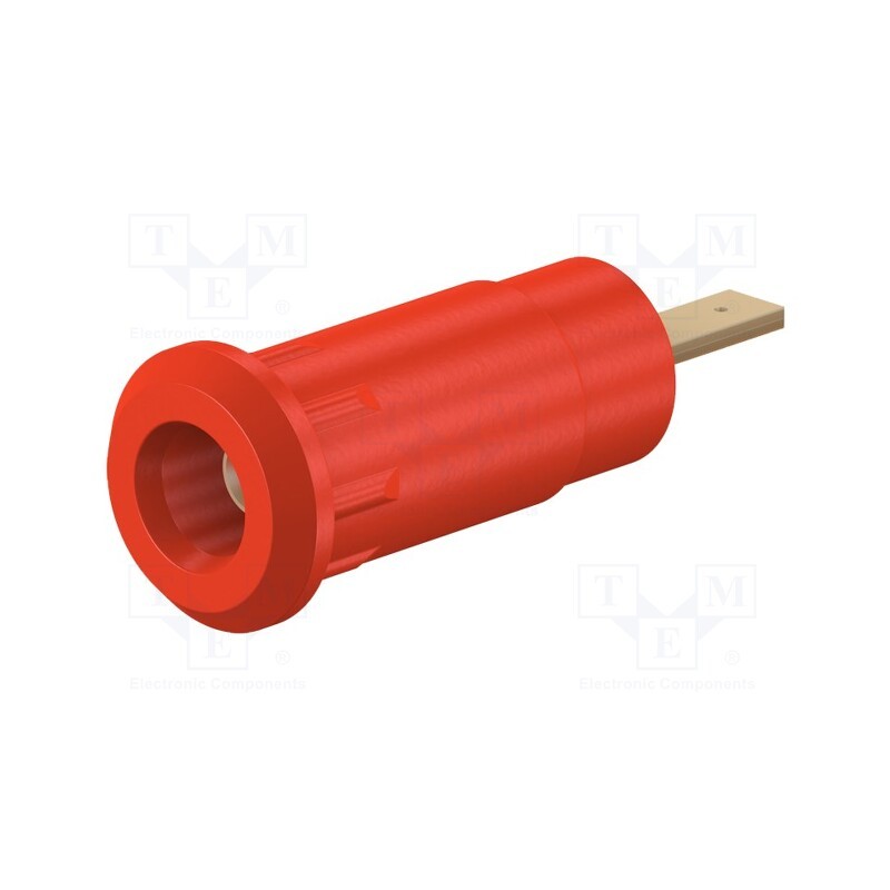10 pcs : 65.9099-22 - Socket, 2mm banana, 10A, 28mm, red, soldered,on panel, insulated