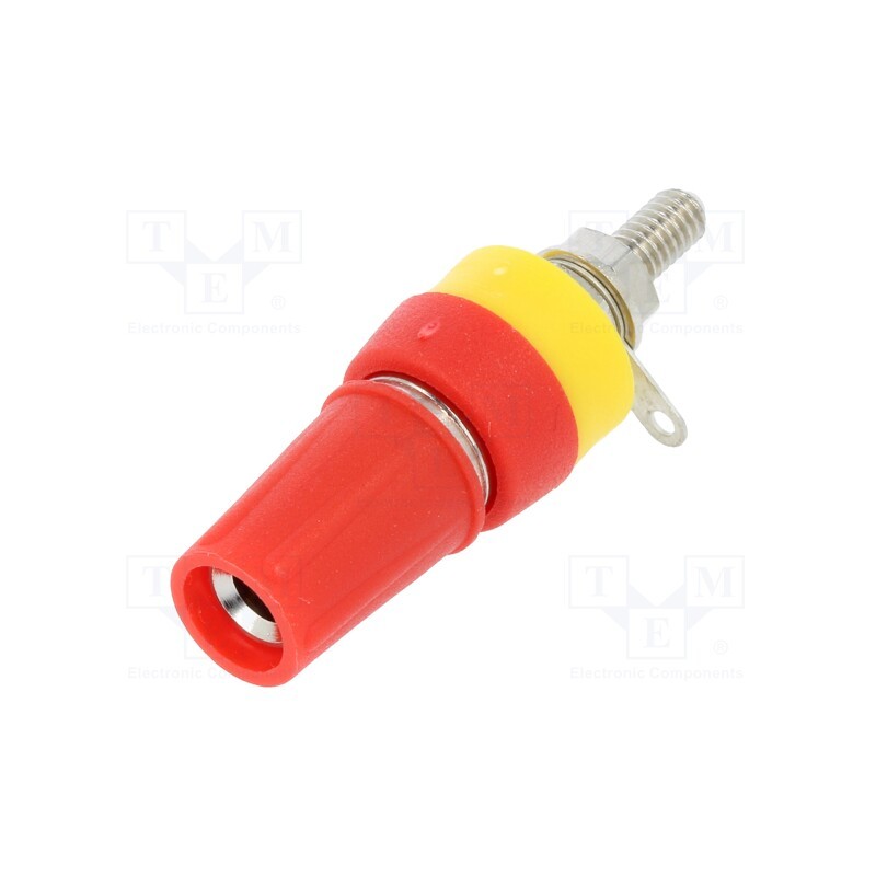 10 pcs : CL1572 - Socket, 4mm banana, 15A, 250VDC, L: 42mm, red, nickel plated