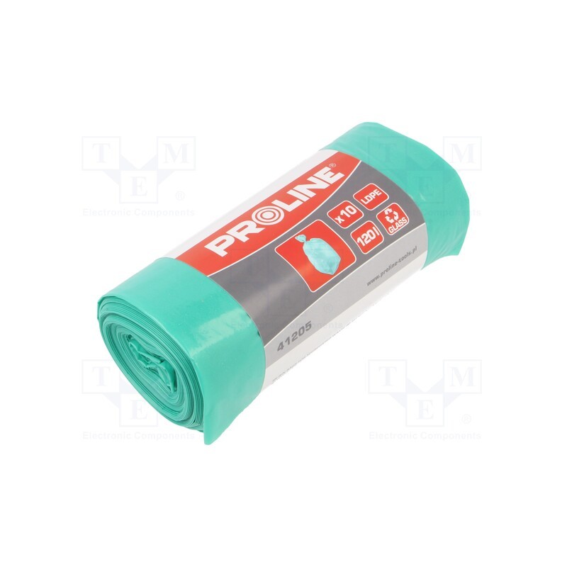 10 rol : 41205 - Trash bags, polyetylene LD, green, 120l, 10pcs.