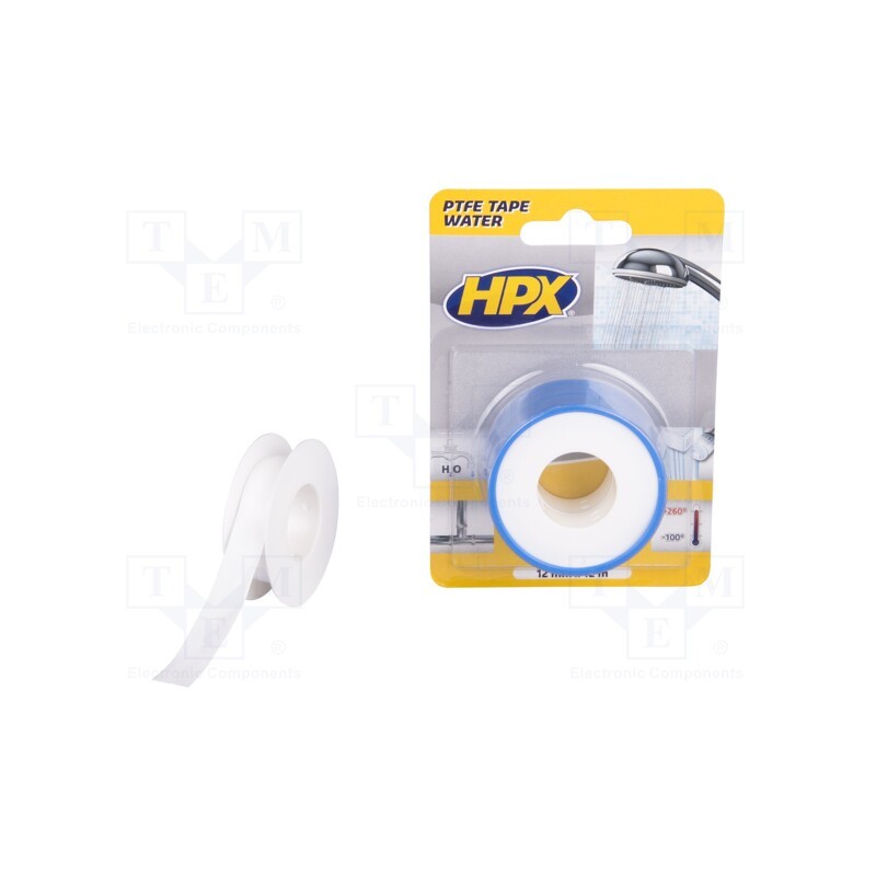 10 set : WT0012 - Tape: sealing, W: 12mm, L: 12m, white, PTFE, max.260°C