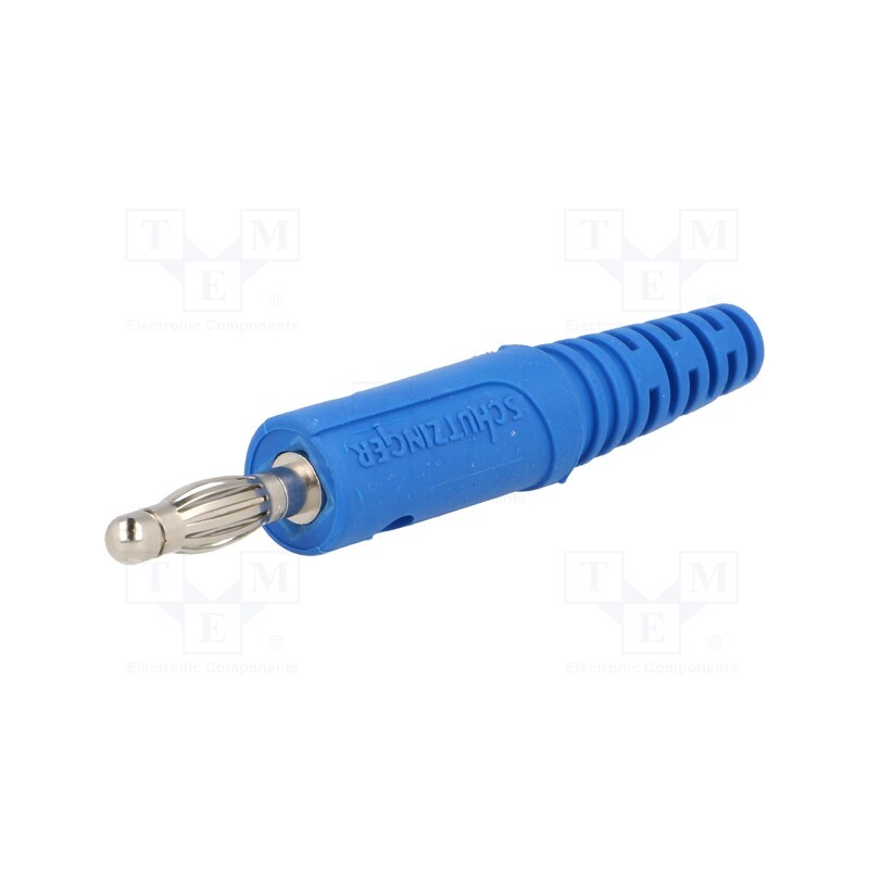 10 pcs : FK 82 S NI / BL - Plug, 4mm banana, 10A, 33VAC, 70VDC, blue, Max.wire diam: 2mm