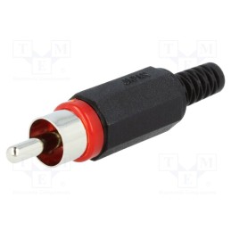 10 pcs : XSTO 1 ROT - Plug, RCA, male, with strain relief, straight, soldering