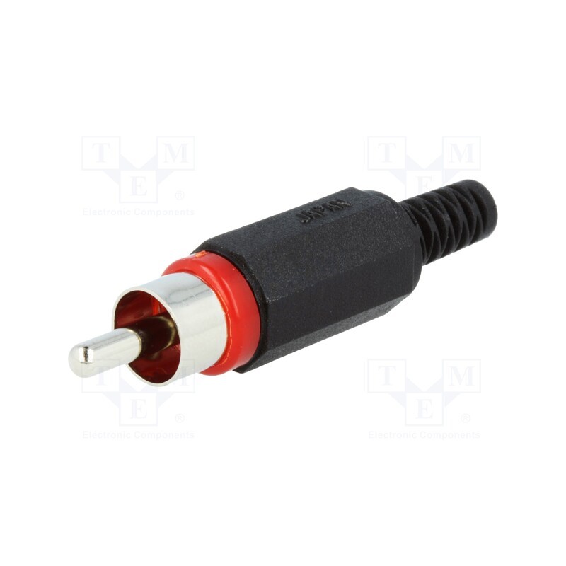 10 pcs : XSTO 1 ROT - Plug, RCA, male, with strain relief, straight, soldering