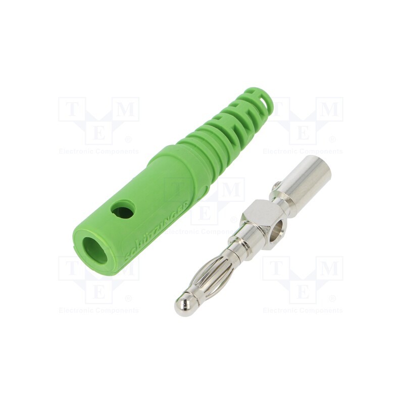 10 pcs : FK 8 S NI / GN - Plug, 4mm banana, 32A, 33VAC, 70VDC, green, Max.wire diam: 4mm