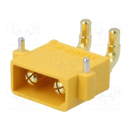 10 pcs : XT30PW-M - Socket, DC supply, XT30, male, PIN: 2, on PCBs, THT, yellow, 15A, 500V