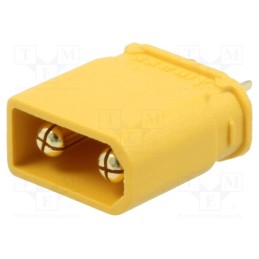 10 pcs : XT30U-M - Plug, DC supply, XT30, male, PIN: 2, for cable, soldering, yellow