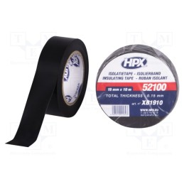 20 rol : XB1910 - Tape: electrical insulating, W: 19mm, L: 10m, Thk: 0.15mm, black