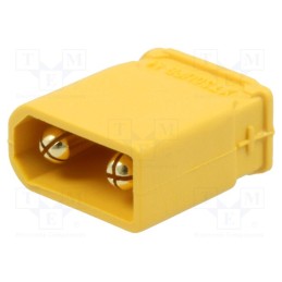 10 pcs : XT30UPB-M - Socket, DC supply, XT30, male, PIN: 2, on PCBs, THT, yellow, 15A, 500V