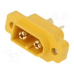 10 pcs : XT60E1-M / XT60E-M - Socket, DC supply, XT60, male, PIN: 2, soldering, yellow, 30A, 500V