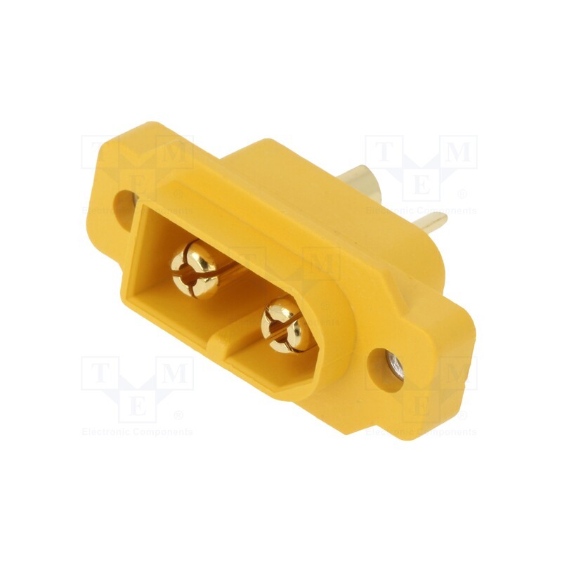 10 pcs : XT60E1-M / XT60E-M - Socket, DC supply, XT60, male, PIN: 2, soldering, yellow, 30A, 500V