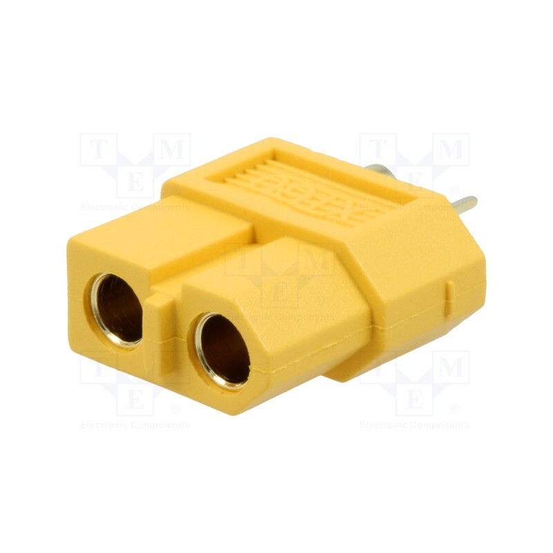 10 pcs : XT60-F - Plug, DC supply, XT60, female, PIN: 2, for cable, soldering, yellow