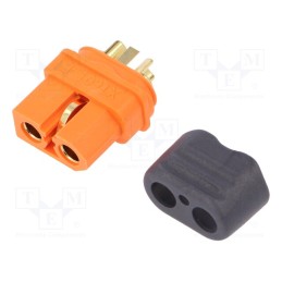 10 pcs : XT60I-F - Plug, DC supply, XT60, female, PIN: 3, for cable, soldering, orange