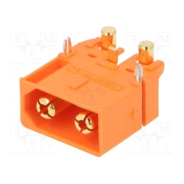 10 pcs : XT60IPW-M - Socket, DC supply, XT60, male, PIN: 3, on PCBs, THT, orange, 30A, 500V