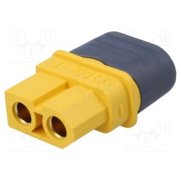 10 pcs : XT60L-F - Plug, DC supply, XT60, female, PIN: 2, for cable, soldering, yellow