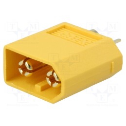 10 pcs : XT60-M - Plug, DC supply, XT60, male, PIN: 2, for cable, soldering, yellow
