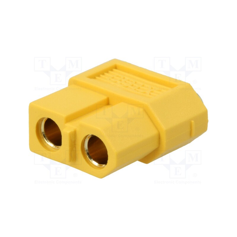 10 pcs : XT60PB-F - Socket, DC supply, XT60, female, PIN: 2, on PCBs, THT, yellow, 30A