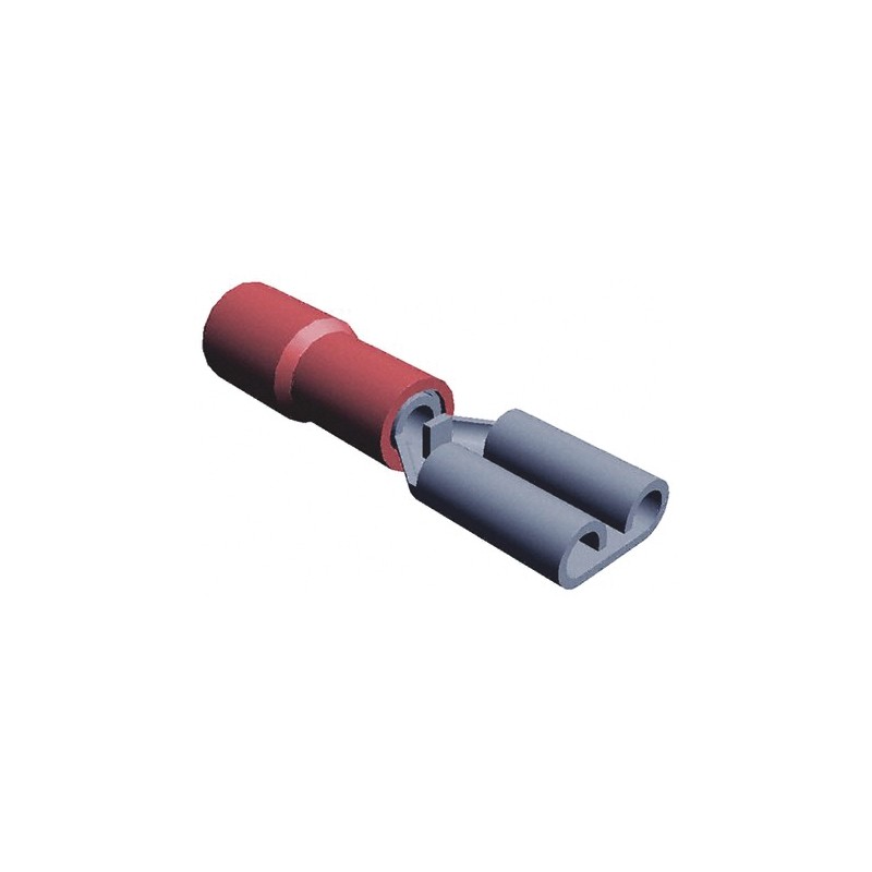 25 pcs - TE Connectivity PIDG FASTON .187 Red Insulated Female Spade Connector, Receptacle, 4.75 x 0.51mm Tab Size, 0.3mm² to