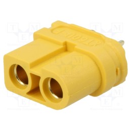 10 pcs : XT60U-F - Plug, DC supply, XT60, female, PIN: 2, for cable, soldering, yellow
