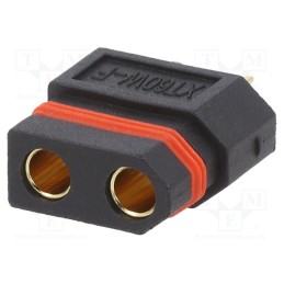 10 pcs : XT60W-F - Plug, DC supply, XT60, female, PIN: 2, for cable, soldering, black