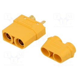 10 pcs : XT90H-F - Plug, DC supply, XT90, female, PIN: 2, for cable, soldering, yellow