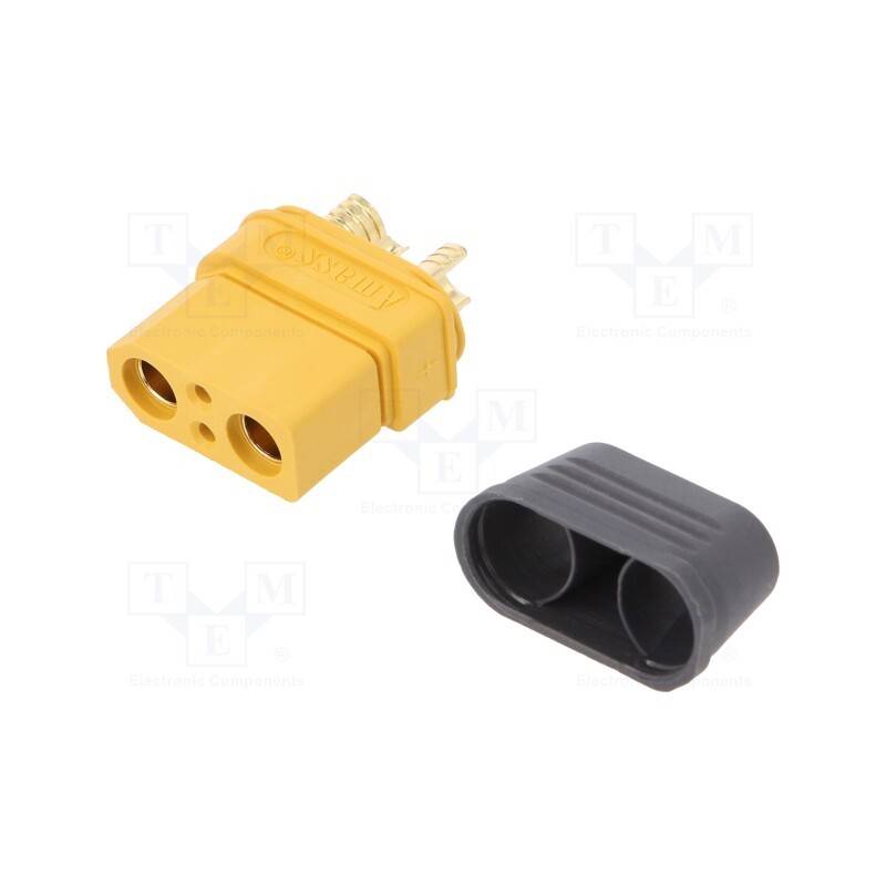 10 pcs : XT90I-F - Plug, DC supply, XT90, female, PIN: 4, for cable, soldering, yellow