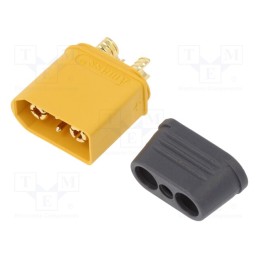 10 pcs : XT90I-M - Plug, DC supply, XT90, male, PIN: 4, for cable, soldering, yellow